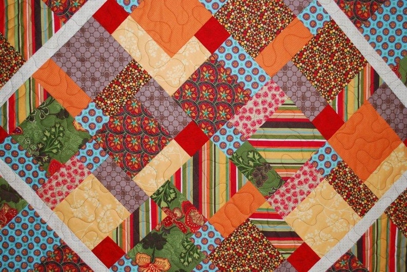 Beautiful Quilt in Rich Red Gold Green and Brown Tones | Etsy