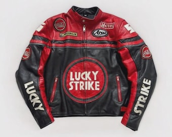 ラッキーレーシングレザージャケット：ヴィンテージバイクバイカー