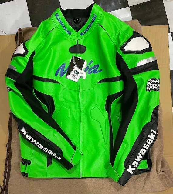 カワサキ Ninja ZX-10R レザー モーターサイクル ジャケット チーム