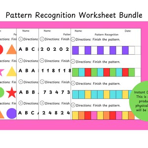 Pattern Recognition Worksheet Bundle (Printable)
