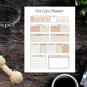 Tierpflege Planer Printable | Pet Gesundheit Tagebuch, Pet Organizer PDF für Hunde & Katzen, Pet Routine Chart.