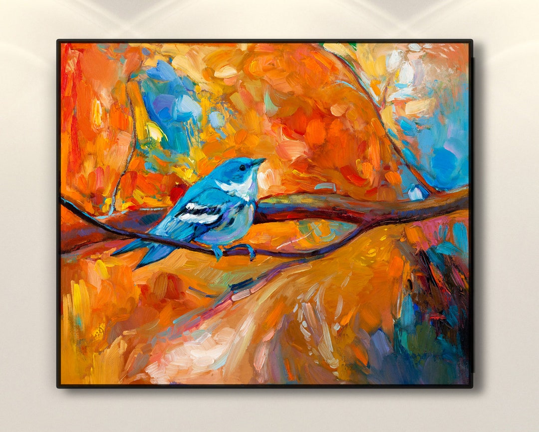 Bluebird Painting Bird Original Art Bird Painting Robin Etsy