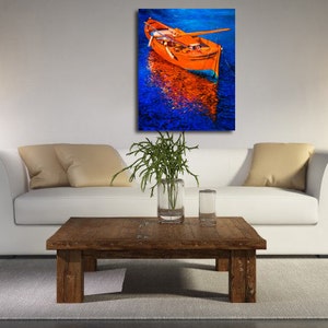 Oil Painting Original Painting Abstract Painting Abstract Art Canvas Art Large Art Wall Art Canvas Painting Large Painting Fishing boat image 3