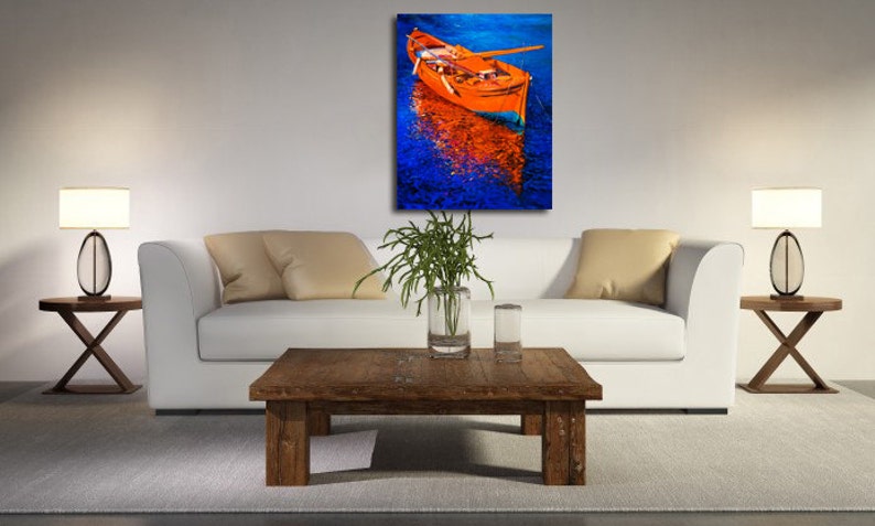 Oil Painting Original Painting Abstract Painting Abstract Art Canvas Art Large Art Wall Art Canvas Painting Large Painting Fishing boat image 3