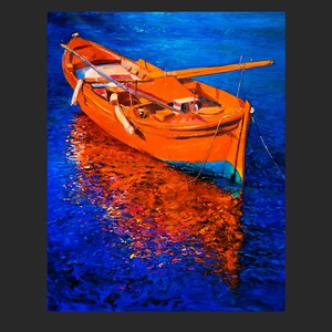 Oil Painting Original Painting Abstract Painting Abstract Art Canvas Art Large Art Wall Art Canvas Painting Large Painting Fishing boat image 6