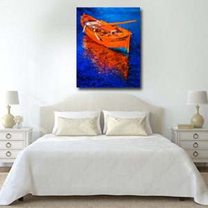 Oil Painting Original Painting Abstract Painting Abstract Art Canvas Art Large Art Wall Art Canvas Painting Large Painting Fishing boat image 5