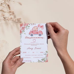 Bearbeitbare Babypartyeinladung Mädchen I Printable Canva Invite I Niedliche Blumen-Babypartyeinladung I Sofortiger Download