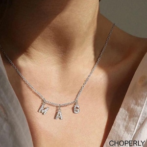 Collar de acero inoxidable personalizado: colgante con letra del alfabeto y dije con nombre inicial, regalo para mujer