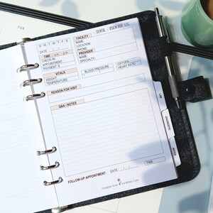 PRINTED A5 Dental + Vision Visit Planner Inserts - Medical Appointment Refills | 6 Hole Punched
