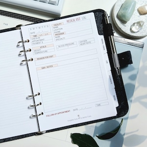 PRINTED A5 Medical Visit Planner Inserts - Doctor Appointment Tracker Refills | 6 Hole Punched