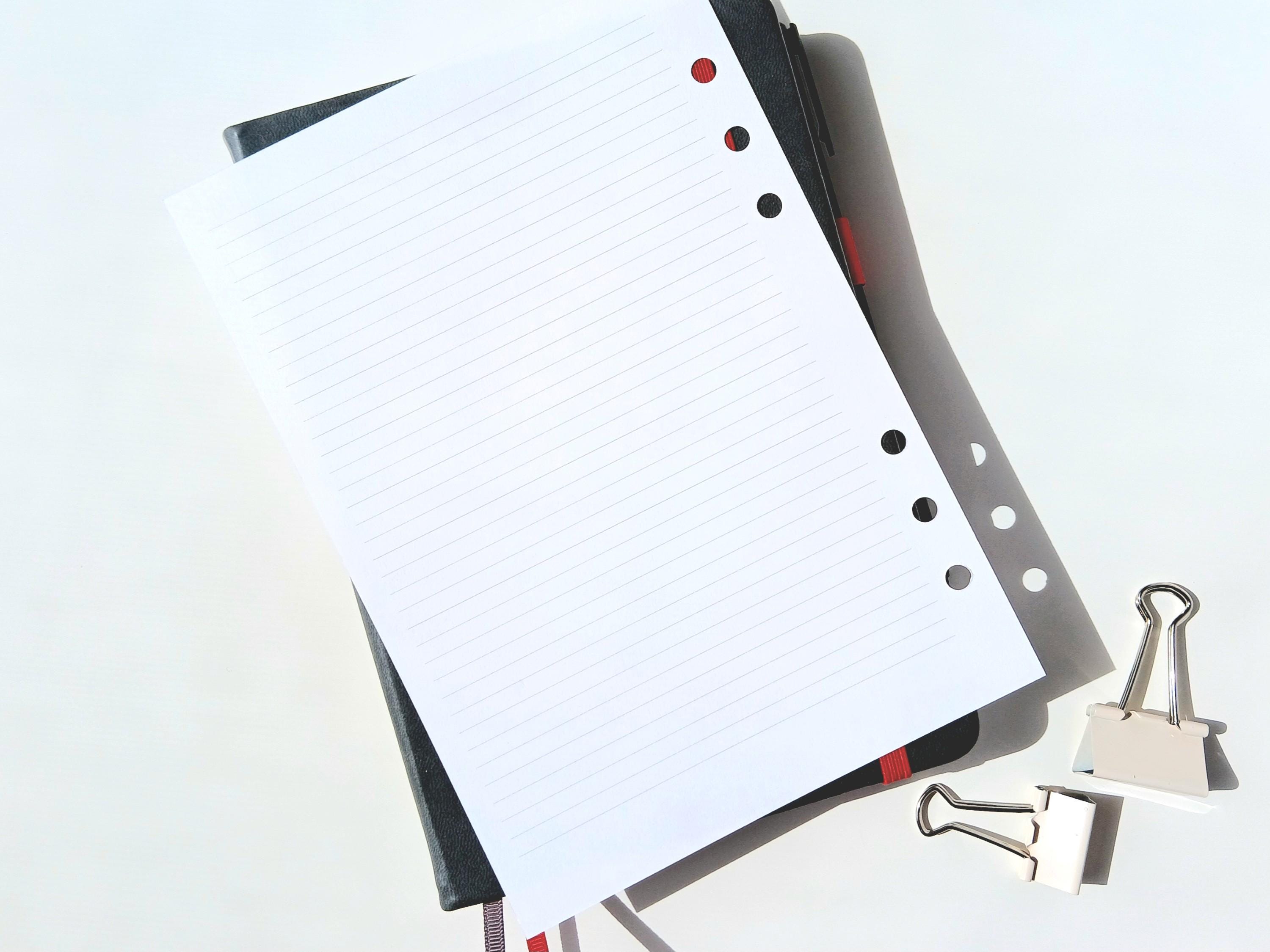 PRINTED A5 Notes Planner Inserts - Lined Refill Sheets | 6 Hole Punched ...