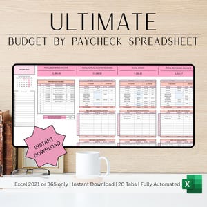 Budget Planner Excel Paycheck Budget Spreadsheet Biweekly Paycheck Planner Personal Monthly Finance Template Debt Snowball Payoff