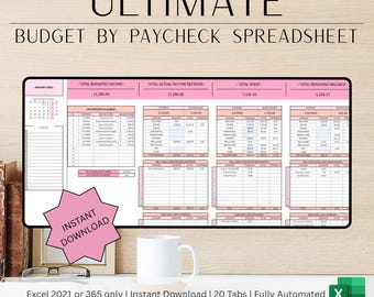 Budget Planner Excel Paycheck Budget Spreadsheet Biweekly Paycheck Planner Personal Monthly Finance Template Debt Snowball Payoff