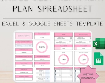 Debt Payoff Tracker Spreadsheet | Snowball Avalanche Calculator (Digital Download)
