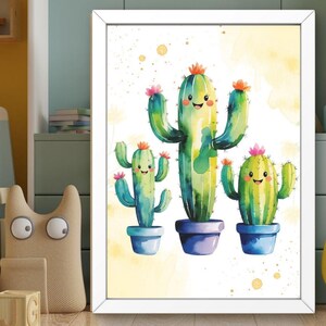 Glücklicher Kaktus Poster Wand Digitale Kunst
