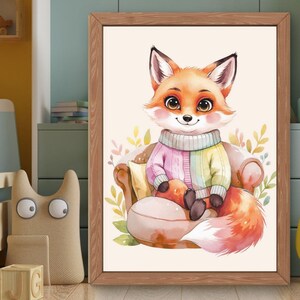 Fuchs im Herbst Poster Print Wand Digitale Kunst