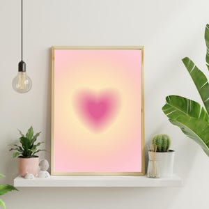 Heart Aura Digital Wall Art, Aesthetic Printable Artwork, Pink Aura Heart, Instant Download