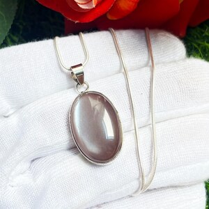 925 Silver Brown Sunstone Pendant, Natural Sunstone Silver Necklace, Polished Sunstone Silver Jewelry, Oval Shape Sunstone Pendant for Gift