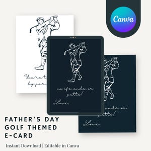 Geanimeerd vaderdag-e-kaart golfthema| Bewerkbaar ontwerp | Direct downloaden | Aanpasbare tekst voor handtekening | Digitale e-wenskaart
