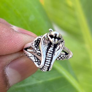 Sterling Silver Cobra Snake Ring | Gothic Serpent Ring for Men | Adjustable Reptile Ring | Snake Jewelry | Handmade Animal Ring Gift