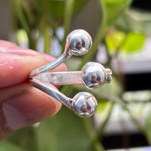 Handcrafted Sterling Silver Orb Ring – Modern Triple Ball Adjustable Ring | Minimalist Statement Jewelry