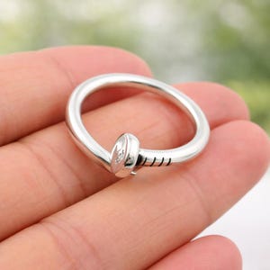 Sterling Silver Nail Ring, Minimalist Screw Band, Modern Everyday Jewelry