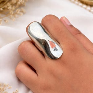 Handgemachte Poliert Sterling Silber Statement Ring: Volle Finger Schild Design