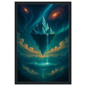 Surrealistische ruimte canvas muurkunst – Cosmic Fantasy poster – Mystical Galaxy Dreamscape ingelijste print