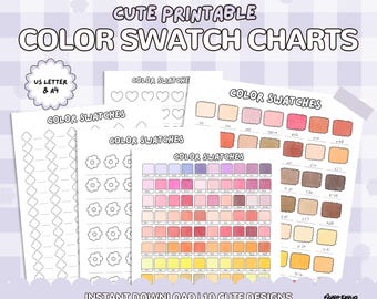 Color Swatch Charts, Printable Alcohol Marker Color Swatches, Cute and Cozy Coloring Printable, Ohuhu, Copic Markers, pdf