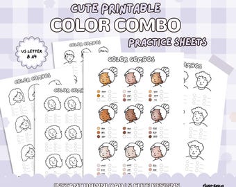 Color Palettes Practice Sheets, Printable Alcohol Marker Color Combinations, Cute and Cozy Coloring Printable, Ohuhu, Copic Markers, pdf