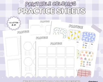 Coloring Practice Sheets, Printable Alcohol Marker Patterns and Textures Practice, Cute and Cozy Coloring Printable, Ohuhu, Copic Markers, p