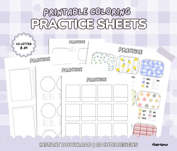 Coloring Practice Sheets, Printable Alcohol Marker Patterns and Textures Practice, Cute and Cozy Coloring Printable, Ohuhu, Copic Markers, p