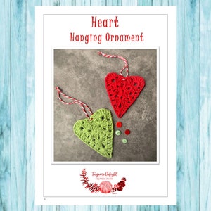 Crochet  Heart Hanging Ornament  PDF Pattern