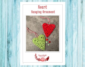 Crochet  Heart Hanging Ornament  PDF Pattern