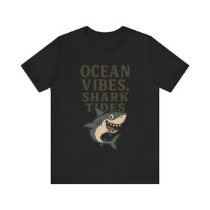 Vintage Shark T-Shirt | Ocean Vibes Shark Tides Graphic Tee | Retro Beach Shirt | Funny Cartoon Shark Shirt | Coastal Summer Gift