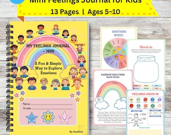 Kids Feelings Journal Mini Printable | Emotional Regulation Worksheets | SEL Activities Ages 5–10