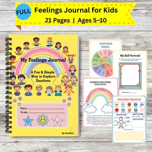 Kids Feelings Journal Printable – Emotional Regulation Workbook (Ages 5-10) (PDF)