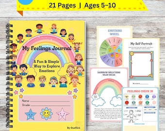 Kids Feelings Journal Printable – Emotional Regulation & Self Awareness (Ages 5–10)