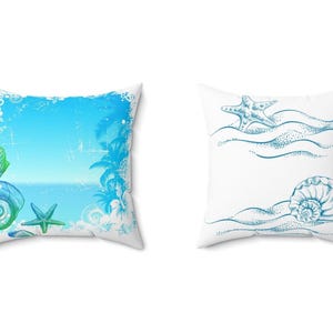 Seashell Starfish Throw Pillow: Coastal Beach House Decor