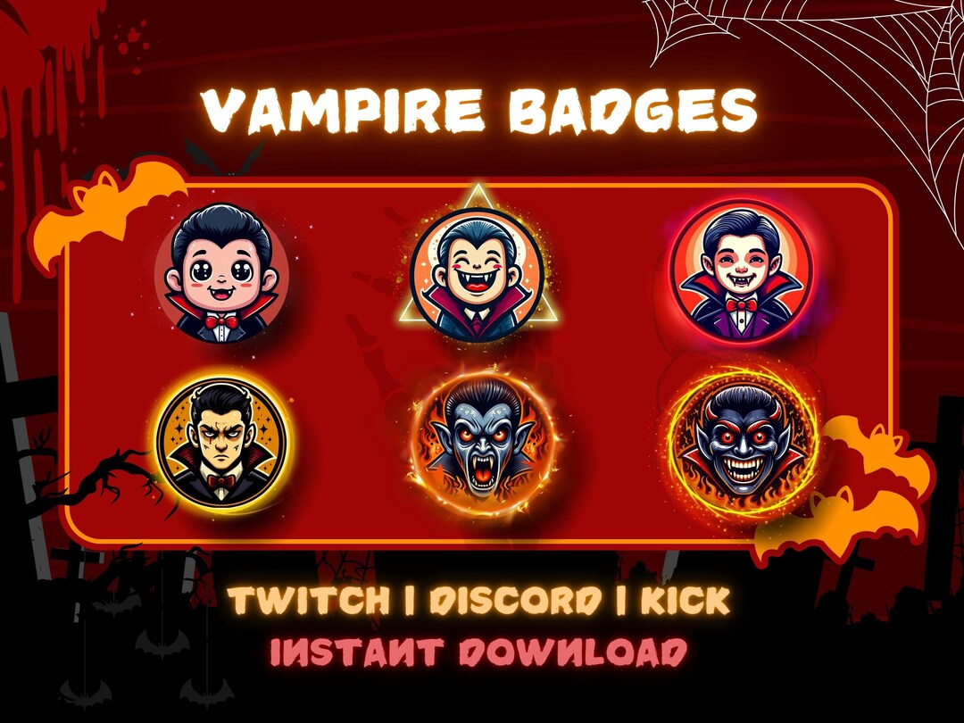 Vampire Twitch Sub Badges for Streamers | Unique Vampire Themed ...