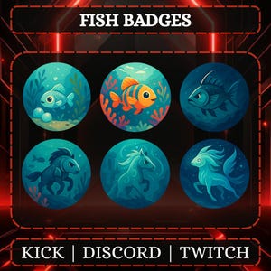 Fish Sub Badges for Twitch YouTube Discord | Stream Badges | Twitch Sub Badges | Subscriber Badges | Discord Roles | Bit Badges.