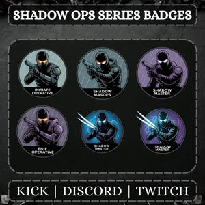 Twitch Shadow OPS Series Badges | Bit Badges | Sub Badges | Military Badges | Twitch Streaming Graphics | Instant Download.