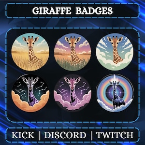 Twitch Giraffe Sub Badges For Twitch | Sub/Bit Badges | Instant Download | Animal Badges | Pre-Made Stream Graphics For Streamers.