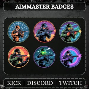 Twitch Aim Master Badges | Sub Badges | Twitch Bit Badges | Pre-Made Badges | Kick Badges | Streamer Badges | Immediate Download.