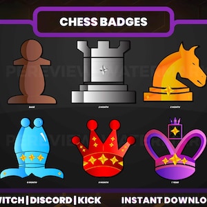 Chess Sub Badges for Twitch YouTube Discord | Stream Badges | Twitch Sub Badges | Subscriber Badges | Discord Roles | Bit Badges.