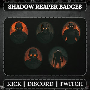 Shadow Reaper Sub Badges For Twitch, YouTube, And Discord | Digital Download | Army Badges | Sub And Bit Badges | Streamer Badges.