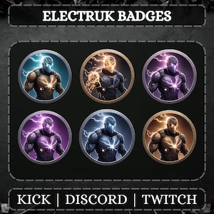 Twitch Electruk Sub Badges | Bit/Sub Badges | Kawaii Anime Badges | Streamer & YouTube Badges | Ready To Use | Instant Download.