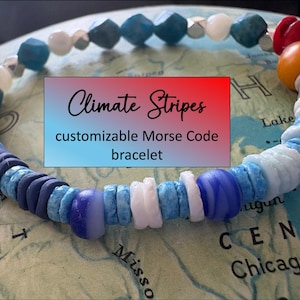 Pulsera climática con piedras preciosas y conchas en código Morse