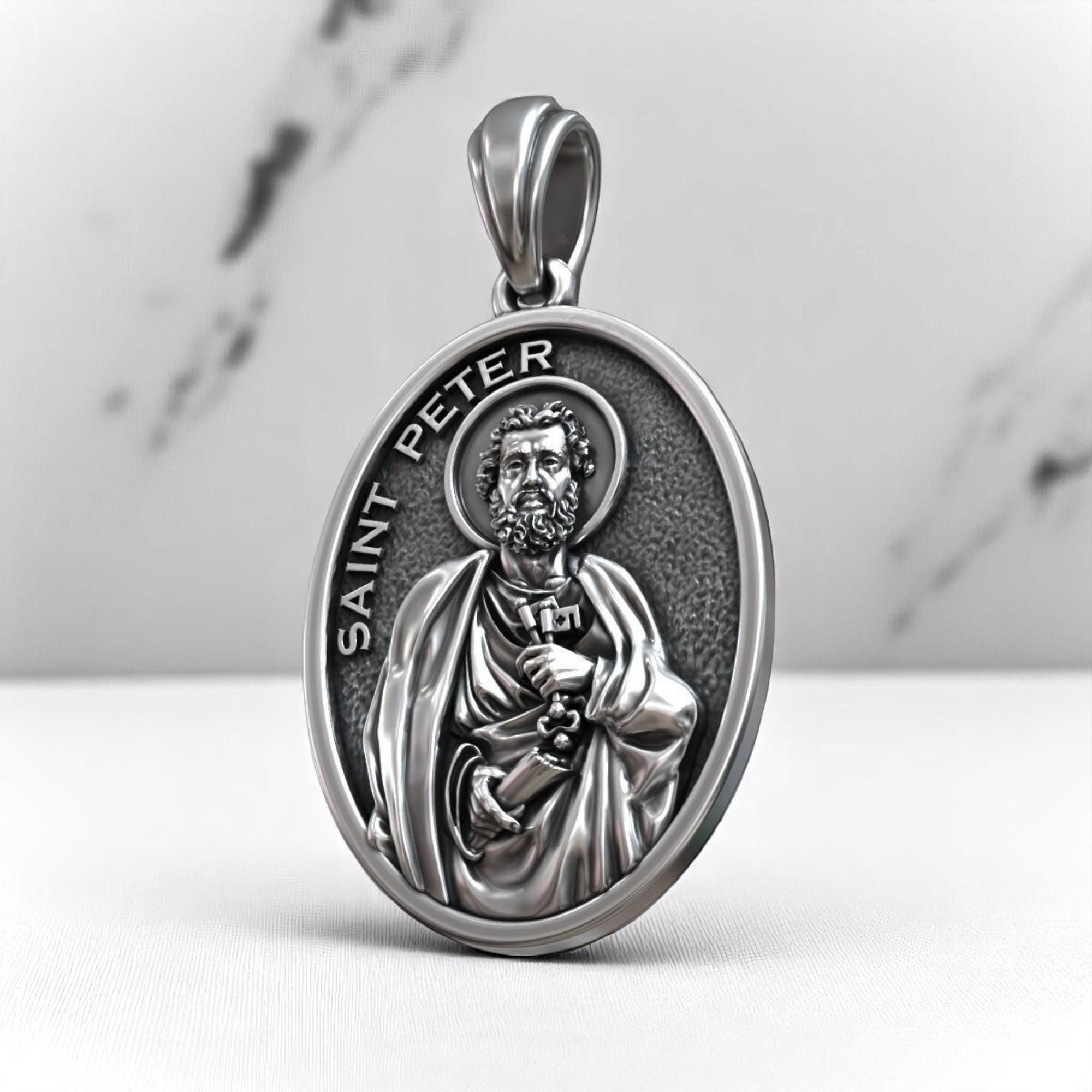 Saint Peter Apostle Pendant With Keys of Heaven and Scroll | Catholic ...