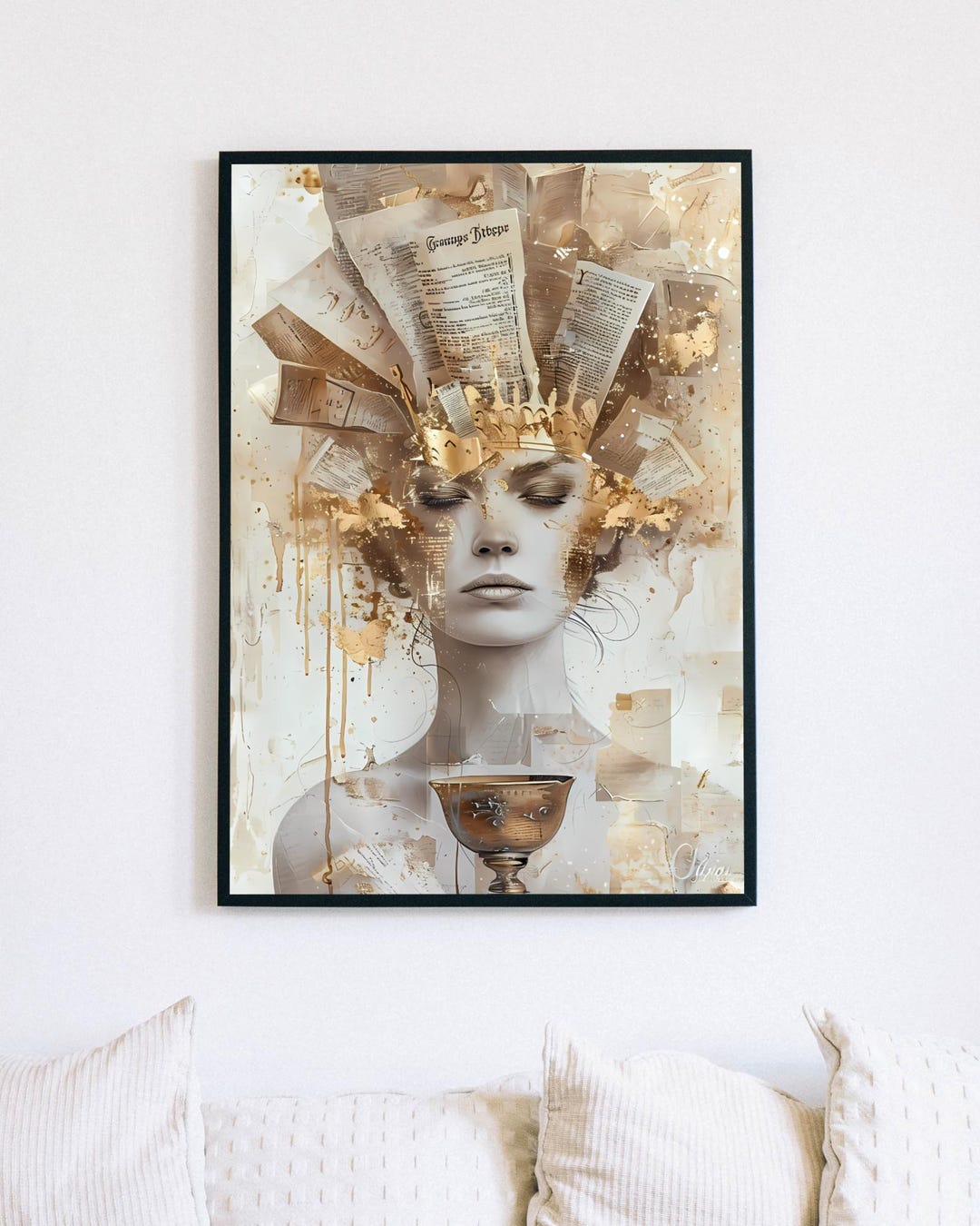 Lyra Art Print: Queen of Literature, Golden Abstract, Mystical Decor - Etsy